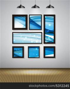 Abstract Gallery Background with Frame and Beautiful Wave. Vector Illustration EPS10. Abstract Gallery Background with Frame and Beautiful Wave. Vecto