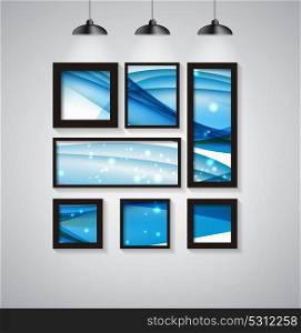 Abstract Gallery Background with Frame and Beautiful Wave. Vector Illustration EPS10. Abstract Gallery Background with Frame and Beautiful Wave. Vecto