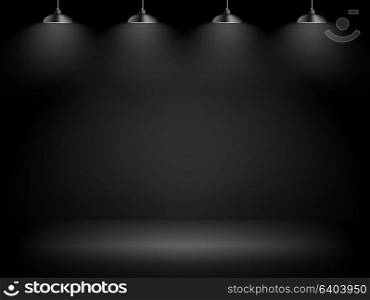 Abstract Gallery Background with Lighting Lamp and Empty Space for Your Text or Object. Vector Illustration EPS10. Abstract Gallery Background with Lighting Lamp and Empty Space f