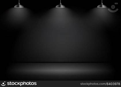 Abstract Gallery Background with Lighting Lamp and Empty Space for Your Text or Object. Vector Illustration EPS10. Abstract Gallery Background with Lighting Lamp and Empty Space f