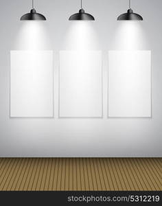 Abstract Gallery Background with Lighting Lamp and Frame. Empty Space for Your Text or Object. EPS10. Abstract Gallery Background with Lighting Lamp and Frame. Empty