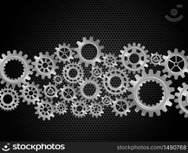 Abstract Gears on Black Background.Vector