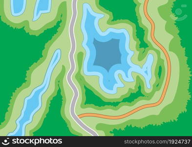 Abstract generic map with roads, parks, river, lake. GPS, navigation. Vector illustration in flat design. Abstract generic map