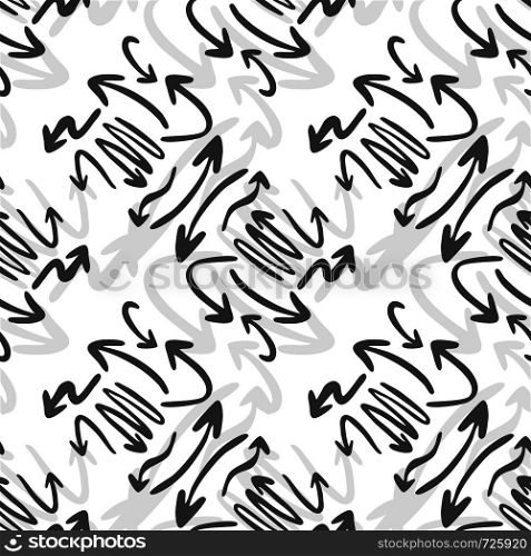Abstract geometric arrow pattern. Vector arrows seamless pattern background hand draw on white backdrop. Abstract geometric arrow pattern. Vector arrows illustration