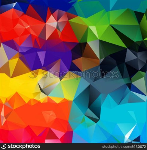 Abstract geometric background. Abstract geometric background. Multicolored triangles background. Beautiful inscription. Triangle background with bright lines. Pattern of crystal geometric shapes