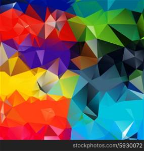 Abstract geometric background. Abstract geometric background. Multicolored triangles background. Beautiful inscription. Triangle background with bright lines. Pattern of crystal geometric shapes