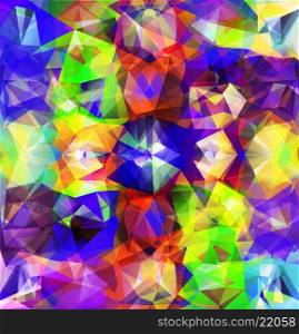 Abstract geometric background. Abstract geometric background version. Multicolored triangles. Beautiful inscription. Triangle background with bright lines. Pattern of crystal geometric shapes