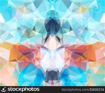 Abstract geometric background concept. Multicolored triangles. Beautiful inscription. Triangle background with bright lines. Pattern of crystal geometric shapes. Multicolor mosaic banner. Abstract geometric background concept