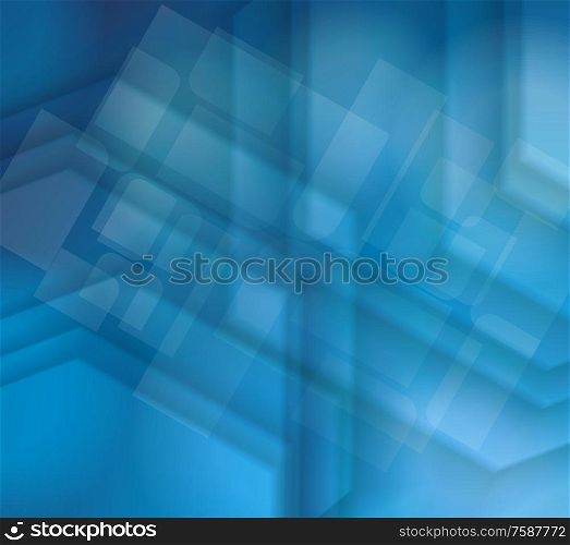 Abstract geometric background from transparent blue cubes with cells layer, vector background.