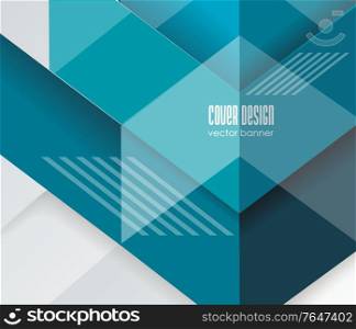 Abstract geometric background from transparent blue layers, vector illustration.