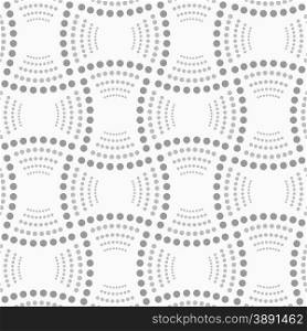 Abstract geometric background. Gray seamless pattern. Monochrome texture.Dotted rectangles with dotted arcs.