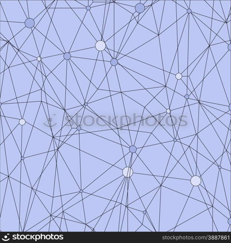 Abstract Geometric Background Isolated on Blue Background. Dots and Connections. Abstract Geometric Background