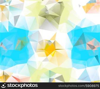 Abstract geometric background. Multicolored triangles. Beautiful inscription. Triangle background with bright lines. Pattern of crystal geometric shapes. Mosaic banner. Light version. Abstract geometric background space