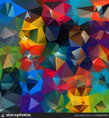 Abstract geometric background. Multicolored triangles. Beautiful inscription. Triangle background with bright lines. Pattern of crystal geometric shapes. Multicolor mosaic banner. Abstract geometric background