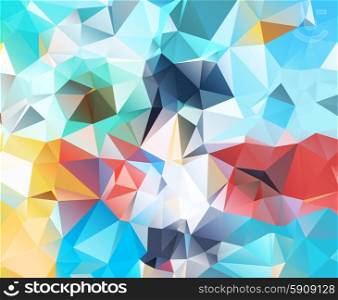 Abstract geometric background new. Multicolored triangles. Beautiful inscription. Triangle background with bright lines. Pattern of crystal geometric shapes. Multicolor mosaic banner. Abstract geometric background new