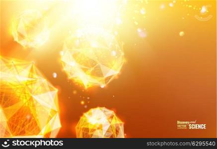 Abstract geometric background. Science template for your card, wallpaper or banner with a molecules of triangles. Vector illustration.