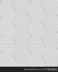 Abstract geometric background. Seamless flat monochrome pattern. Simple design.Slim gray diagonally and horizontally striped hexagons.