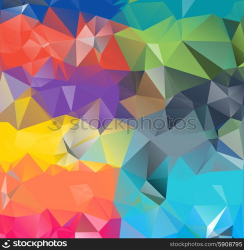 Abstract geometric background version 10. Multicolored triangles. Beautiful inscription. Triangle background with bright lines. Pattern of crystal geometric shapes. Mosaic banner. Abstract geometric background space