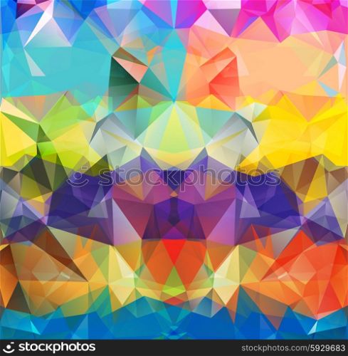 Abstract geometric background version 4. Multicolored triangles. Beautiful inscription. Triangle background with bright lines. Pattern of crystal geometric shapes. Mosaic banner. Abstract geometric background space