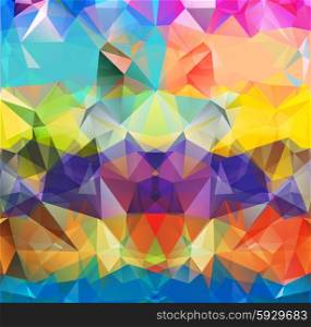 Abstract geometric background version 4. Multicolored triangles. Beautiful inscription. Triangle background with bright lines. Pattern of crystal geometric shapes. Mosaic banner. Abstract geometric background space
