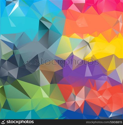 Abstract geometric background version 8. Multicolored triangles. Beautiful inscription. Triangle background with bright lines. Pattern of crystal geometric shapes. Mosaic banner. Abstract geometric background space