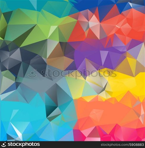 Abstract geometric background version 9. Multicolored triangles. Beautiful inscription. Triangle background with bright lines. Pattern of crystal geometric shapes. Mosaic banner. Abstract geometric background space