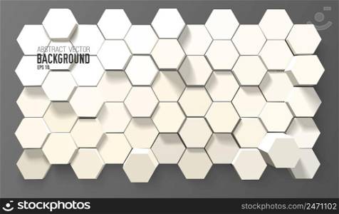 Abstract geometric background with 3d white hexagons in minimalistic style vector illustration. Abstract Geometric Background