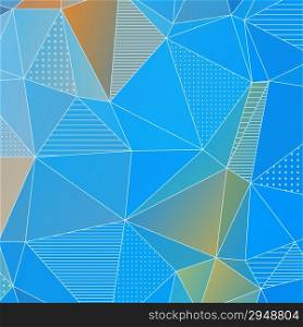 Abstract geometric background with blue and orange textured triangles