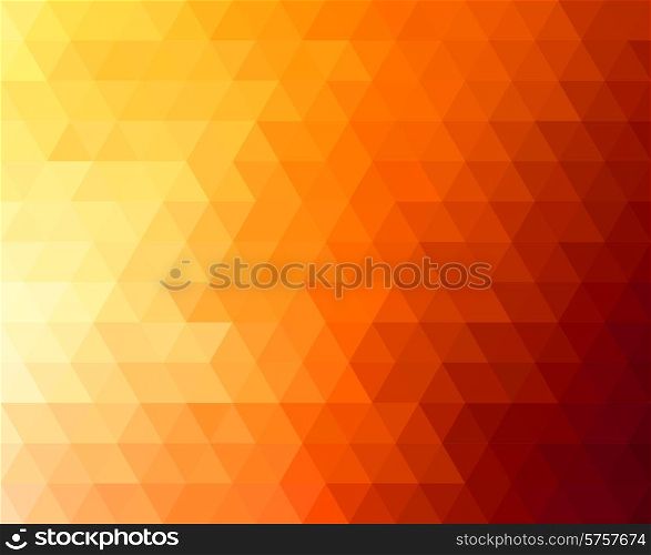 Abstract geometric background with orange and yellow triangles. Vector illustration. Summer sunny design. Abstract polygonal triangles poster.