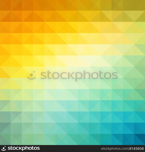 Abstract geometric background with orange, blue and yellow triangles. Vector illustration Summer sunny design.