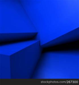 Abstract geometric background with realistic overlapping blue cubes