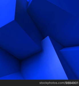 Abstract geometric background with realistic overlapping blue cubes