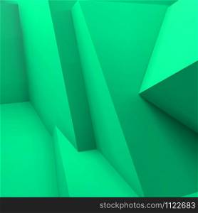 Abstract geometric background with realistic overlapping turquoise cubes