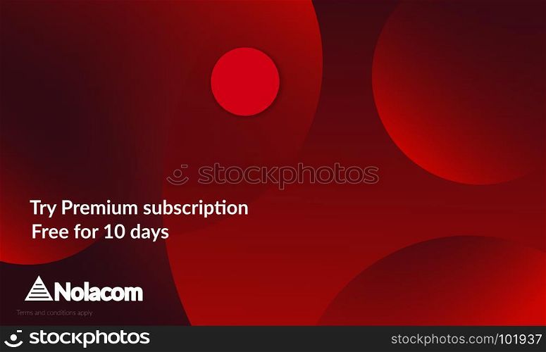 Abstract geometric background with red gradient vanishing circles. Modern template for social media banner. Contemporary material design with realistic shadow over flat gradient background.
