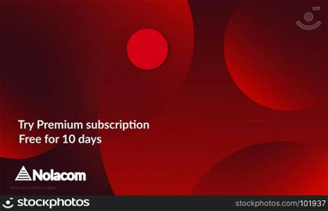 Abstract geometric background with red gradient vanishing circles. Modern template for social media banner. Contemporary material design with realistic shadow over flat gradient background.