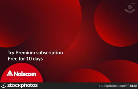 Abstract geometric background with red gradient vanishing circles. Modern template for social media banner. Contemporary material design with realistic shadow over flat gradient background.