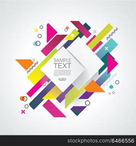 Abstract geometric background with white rhombus and color strips. Vector illustration.