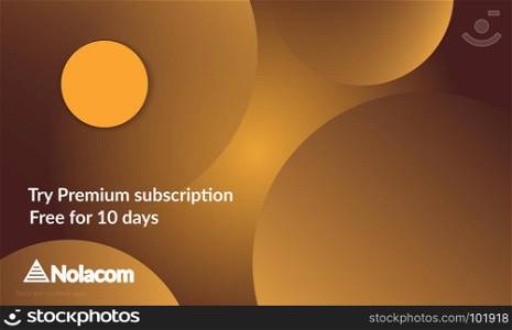 Abstract geometric background with yellow gradient vanishing circles. Modern template for social media banner. Contemporary material design with realistic shadow over flat gradient background.