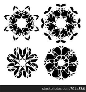 Abstract Geometric Black Ornaments Isolated on White Background. Abstract Geometric Ornaments
