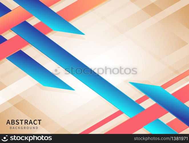 Abstract geometric blue and pink vibrant gradient diagonal on brown background with copy space for text. Vector illustration