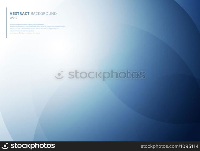 Abstract geometric blue circles overlapping background with lighting space for your text. Vector illustration