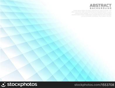Abstract geometric blue square pattern background with white shapes perspective can be used in cover design poster website flyer. Vector illustration