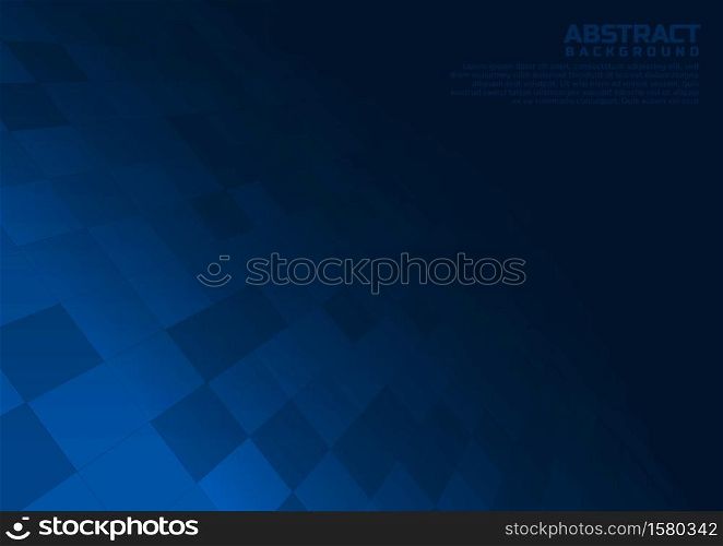 Abstract geometric blue square pattern background with white shapes perspective can be used in cover design poster website flyer. Vector illustration