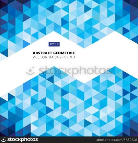Abstract geometric blue triangle with copy space, isometric view, vector illustration