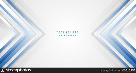 Abstract geometric blue, white and gray arrow shine layer elements design background. Technology concept. Vector illustration