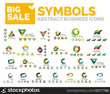 Abstract geometric business icons, logos. Vector illustration, large collection