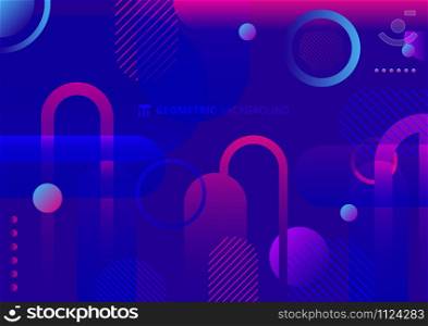 Abstract geometric circle, rounded shape blue and pink color dynamic vibrant color background. Vector illustration