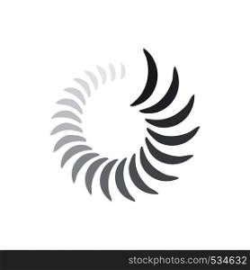 Abstract geometric circle waves icon in simple style isolated on white background. Grey gradiant logo. Abstract geometric circle waves icon, simple style