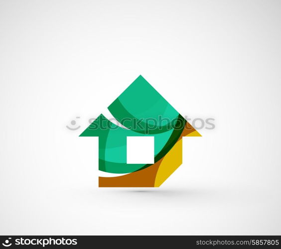 Abstract geometric company logo home, house, building. Vector illustration of universal shape concept made of various wave overlapping elements