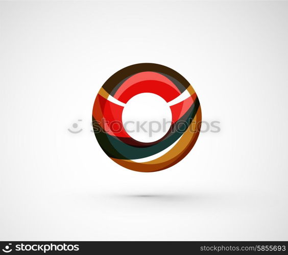 Abstract geometric company logo ring, circle. Vector illustration of universal shape concept made of various wave overlapping elements